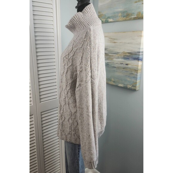 89th & Madison Cable Knit Sweater M/L Bell Sleeve Sparkle Marled Gray Pullover - Picture 4 of 9